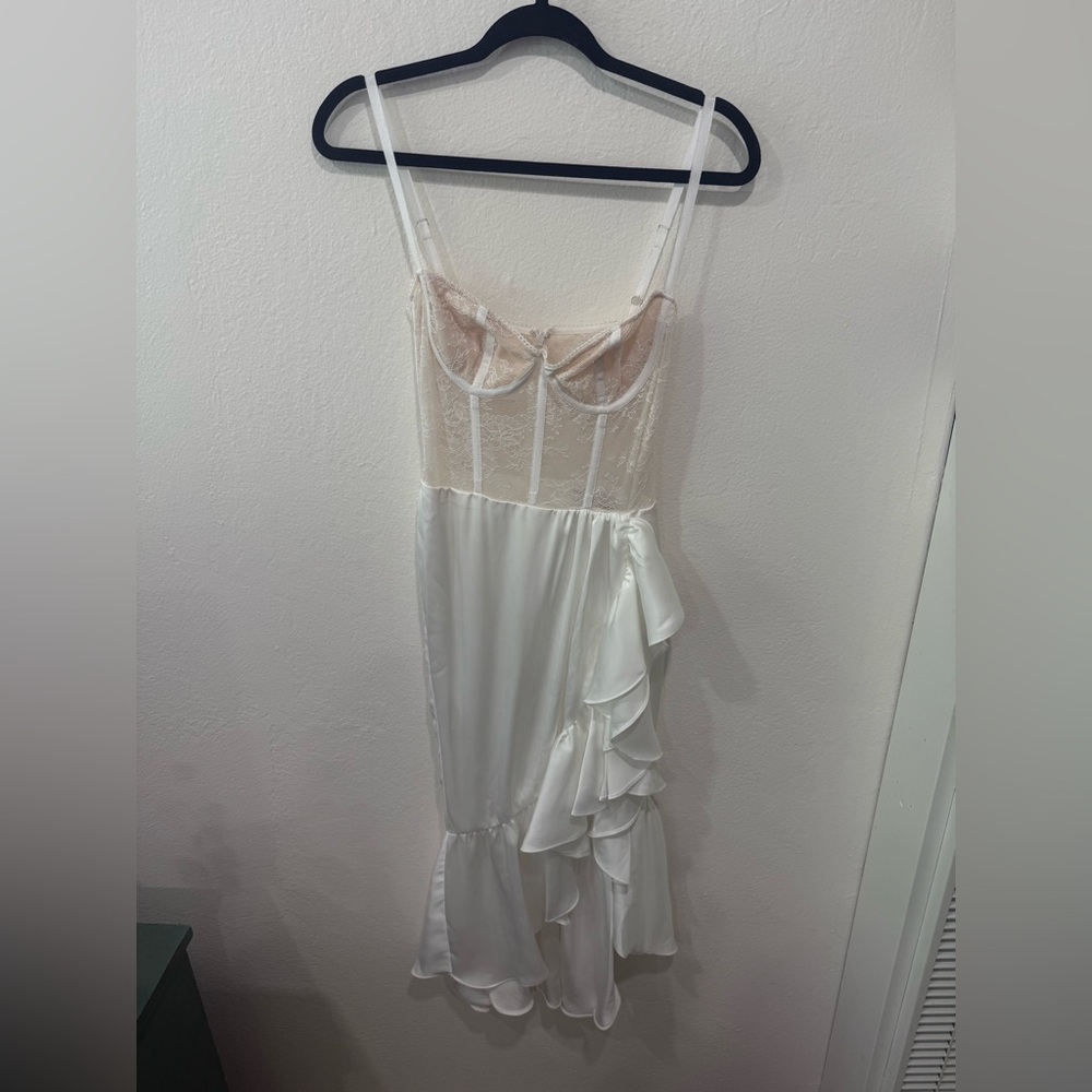 Katie May x Free People Take a Sip Asymmetrical Sheer Bone In Cream Dress Small - Picture 8 of 9